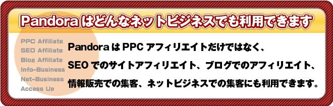 Pandoraはどんなネットビジネスでも利用できます